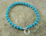 Turquoise Stretch Bracelet with Hamsa Charm for Protection and Healing