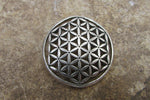 Large Coin Shape Flower of Life Pendant in Sterling Silver