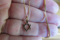 14K Gold Star of David Necklace, Small Star of David Charm, Gold Star of David Pendant on Gold Chain, Dainty and Pretty