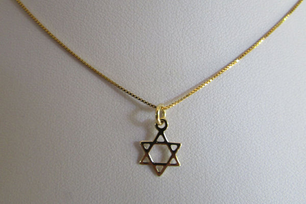 14K Gold Star of David Necklace, Small Star of David Charm, Gold Star of David Pendant on Gold Chain, Dainty and Pretty