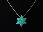 14K Gold Chain Green Opal Star of David Pendant Necklace, The Original