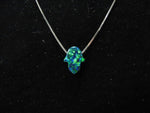 Emerald Green Opal Hamsa Hand Pendant Necklace with 14K White Gold Chain