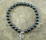 Hematite Stretch Bracelet with Flower of Life Charm