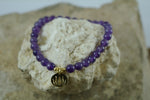 Amethyst Stretch Bracelet with Goldfilled Lotus Charm