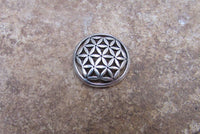 Coin shape Flower of Life Charm in Sterling Silver