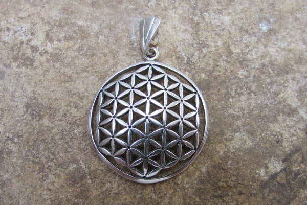 Original Flower of Life Pendant, Large Charm Sterling Silver