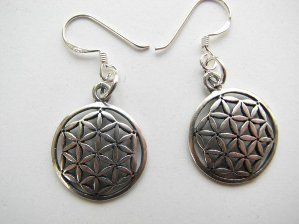 Flower of Life Earrings in Sterling Silver