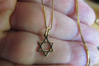 14K Gold Star of David Necklace, Small Star of David Charm, Gold Star of David Pendant on Gold Chain, Dainty and Pretty
