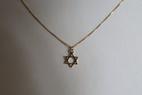 14K Gold Star of David Necklace, Small Star of David Charm, Gold Star of David Pendant on Gold Chain, Dainty and Pretty