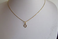 14K Gold Star of David Necklace, Small Star of David Charm, Gold Star of David Pendant on Gold Chain, Dainty and Pretty