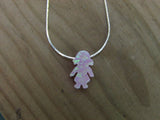 Pink Opal Girl Child Pendant Necklace Sterling Silver