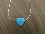 Romantic Blue Opal Heart Pendant Necklace Sterling Silver
