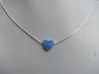 Romantic Blue Opal Heart Pendant Necklace Sterling Silver