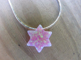Pink Opal Star of David Necklace Sterling Silver Chain