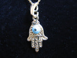 14K solid Gold Hamsa with Evil Eye Necklace, Original Hand Charm and Chain