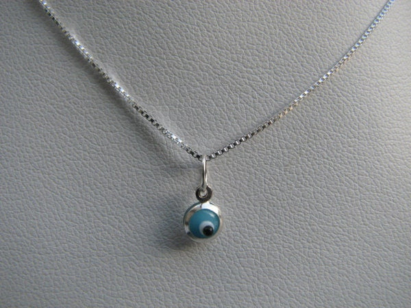 Tiniest Evil Eye Necklace Turquoise Blue Mini Bead
