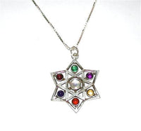 All Natural Gemstones Star of David Necklace Mystical Sterling Silver