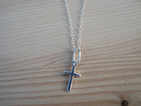 Tiny Mini Cross Necklace Sterling Silver Chain