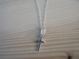 Tiny Mini Cross Necklace Sterling Silver Chain