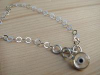 Sterling Silver Evil Eye Charm Necklace Diamond Transparent
