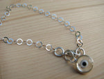 Diamond Transparent Evil Eye Charm Bracelet Sterling Silver