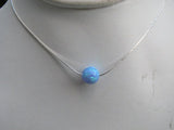 Opal Bead Necklace, Blue Opal Single Bead Necklace, Opal Necklace, Ball Necklace, Sterling Silver Chain