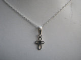 Tiny Cutout Cross Pendant Necklace Sterling Silver Chain