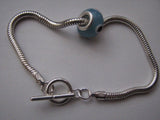 Evil Eye Charm Bead Bracelet with Toggle Clasp Sterling Silver