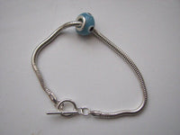 Evil Eye Charm Bead Bracelet with Toggle Clasp Sterling Silver