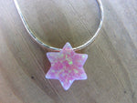 Pink Opal Star of David Pendant on Sterling Silver Chain Necklace Sideways