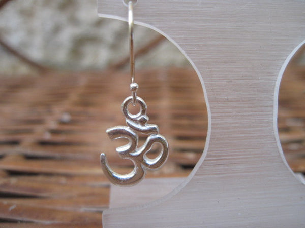 Sterling Silver Om Earrings, Yoga Jewelry