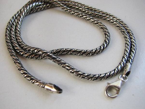 3mm Rope Chain Necklace, Oxidized Silver
