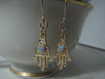 14K Gold Hamsa Hand Earrings