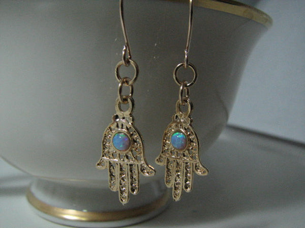 14K Gold Hamsa Hand Earrings