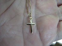 Classic Small Cross Charm Pendant Necklace Gold filled Dainty and Pretty