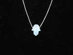 3 X White Opal Hamsa Necklaces on fine Sterling Silver Chains
