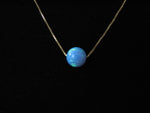 Gold Opal Necklace, Single Opal Bead on 14K Gold Chain, Simple and Beautiful