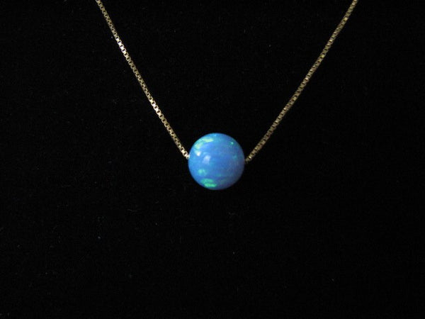 Gold Opal Necklace, Single Opal Bead on 14K Gold Chain, Simple and Beautiful