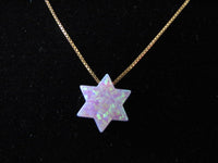 Pink Opal Star of David Pendant on 14k solid Gold Chain Necklace, Gold Star of David Necklace with Pink Opal