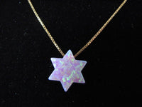Pink Opal Star of David Pendant on 14k solid Gold Chain Necklace, Gold Star of David Necklace with Pink Opal
