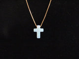 14K Gold Chain with White Opal Cross Pendant, Opal Charm Necklace