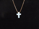 14K Gold Chain with White Opal Cross Pendant, Opal Charm Necklace
