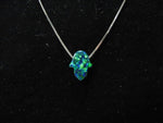 Emerald Green Opal Hamsa Hand Pendant Necklace with 14K White Gold Chain