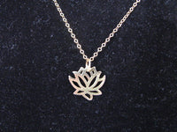 Gold Lotus Necklace on Gold filled chain, Authentic Yoga Charm Pendant, Yoga Jewelry, Gold Cable Chain Necklace