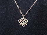 Gold Lotus Necklace on Gold filled chain, Authentic Yoga Charm Pendant, Yoga Jewelry, Gold Cable Chain Necklace