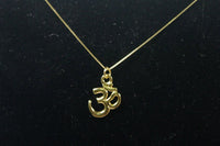 14K Gold OM Necklace, Authentic Yoga Ohm Pendant, Gold Om Charm Solid Yellow Gold, Fine and Dainty