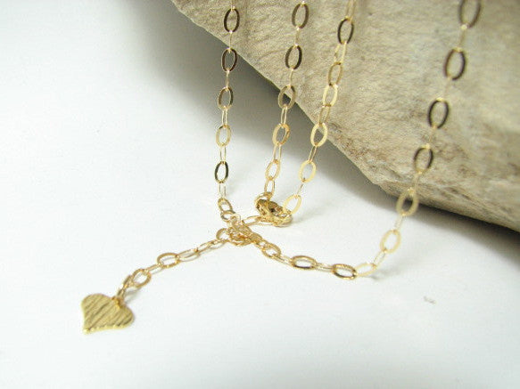 Belly Body Chain with Dangling Heart Charm in Goldfilled