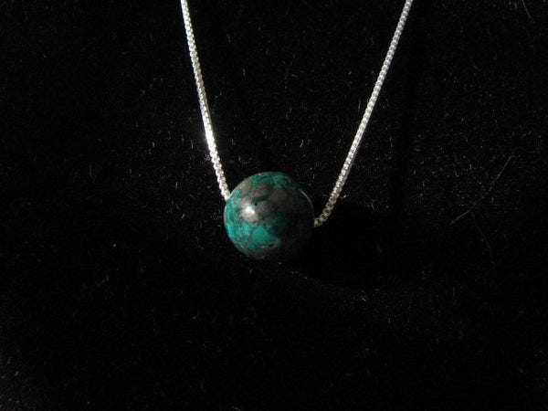 Single Eilat Stone Bead Necklace on Fine Sterling Silver Chain, 8mm Eilat Stone Bead, Minimalist Gemstone Necklace