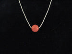 Single Bead Coral Necklace on Fine Sterling Silver Chain, 6mm Coral Bead, Minimalist Gemstone Pendant Necklace
