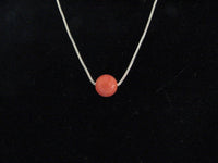 Single Bead Coral Necklace on Fine Sterling Silver Chain, 6mm Coral Bead, Minimalist Gemstone Pendant Necklace